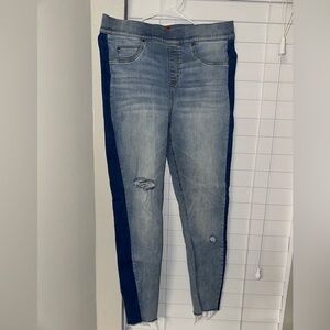 SPANX Blue Skinny Jeans with Distressed Details